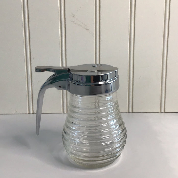 Tablecraft BH7 6 oz. Beehive Glass Syrup Dispenser with Chrome Plated ABS Top