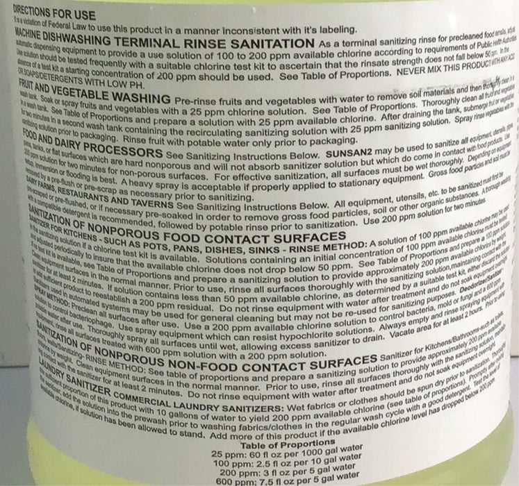 Sunsan2 gallon (makes aprox 760 loads)