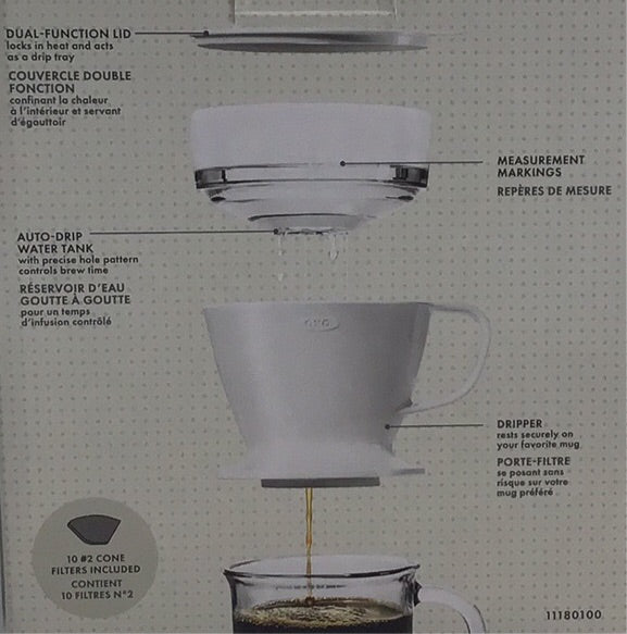 OXO 11180100 Brew 12 oz. Individual Pour Over Coffee Dripper with Water Tank