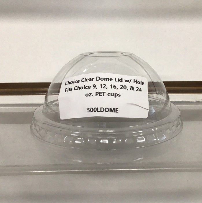 Choice 9, 12, 16, 20, and 24 oz. Clear Dome Lid with Hole - 1000/Case