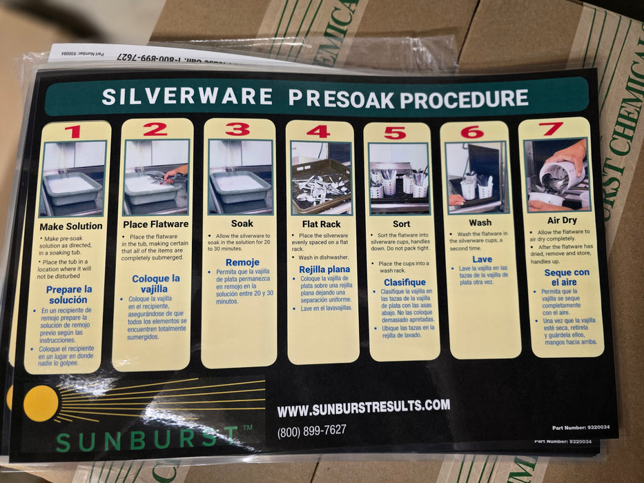Silverware presoak sign