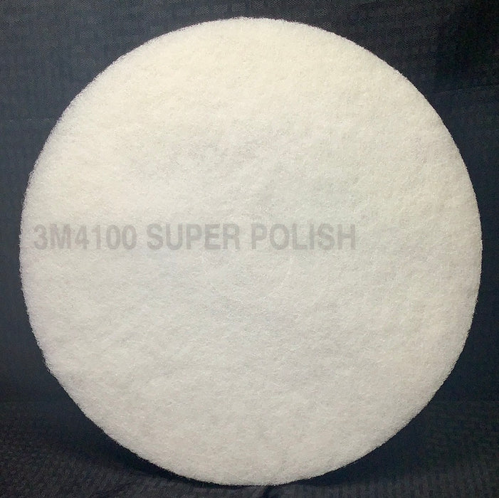 3M 4100 14" White Super Polishing Floor Pad - 5/Case