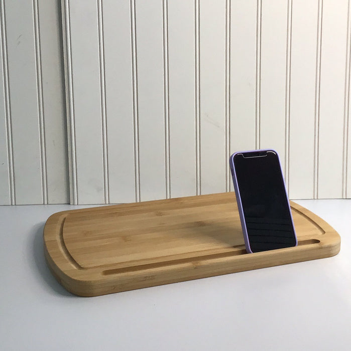 Bamboo Cutting Board with Tablet/Smart Phone Holder