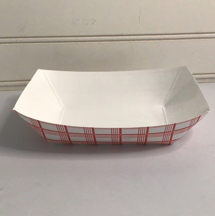 #200 2 lb. Red Check Paper Food Tray - 1000/Case