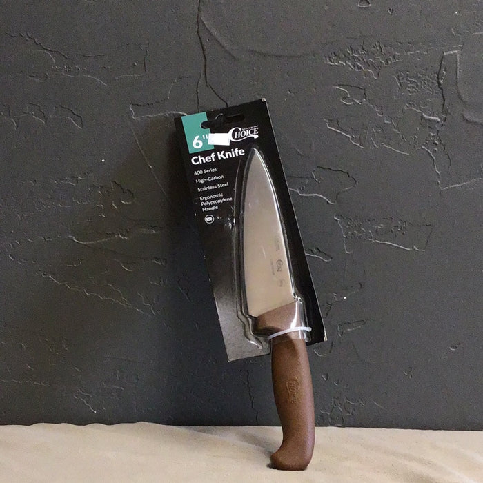 Choice 6" Chef Knife with a comfortable Brown Handle