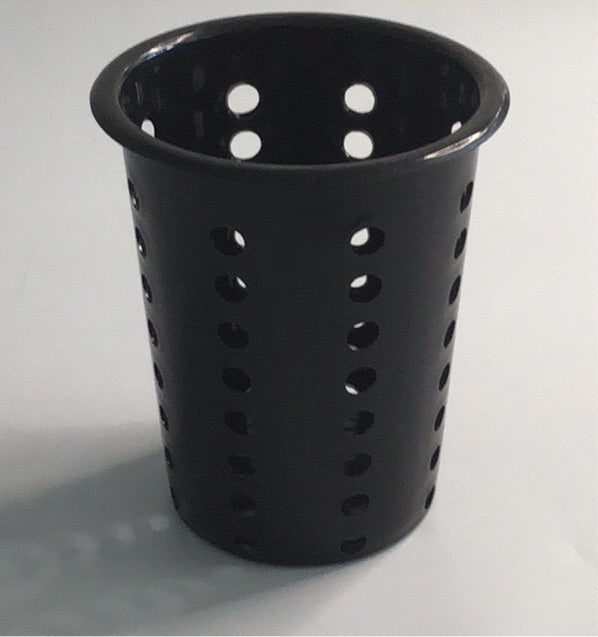 Choice Black Perforated Plastic Flatware Holder Cylinder