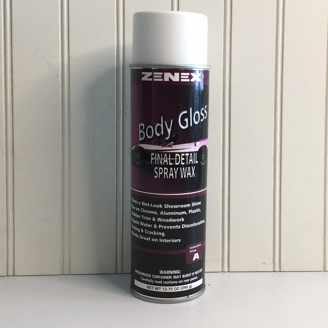 ZenaGloss high-gloss tire shine and silicone spray dressing.