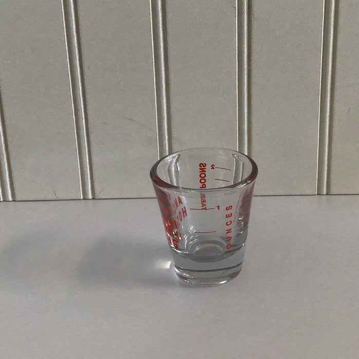 Anchor Hocking 1 oz. Measuring Glass with Red Print and Gradations