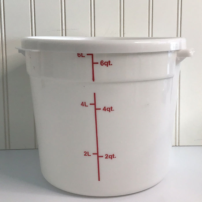 Choice 6 Qt. White Round Polypropylene Food Storage Container and Lid