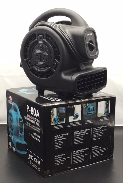 XPOWER P-80A-Black 3-Speed Air Mover with GFCI Power Outlets - 600 CFM; 115V