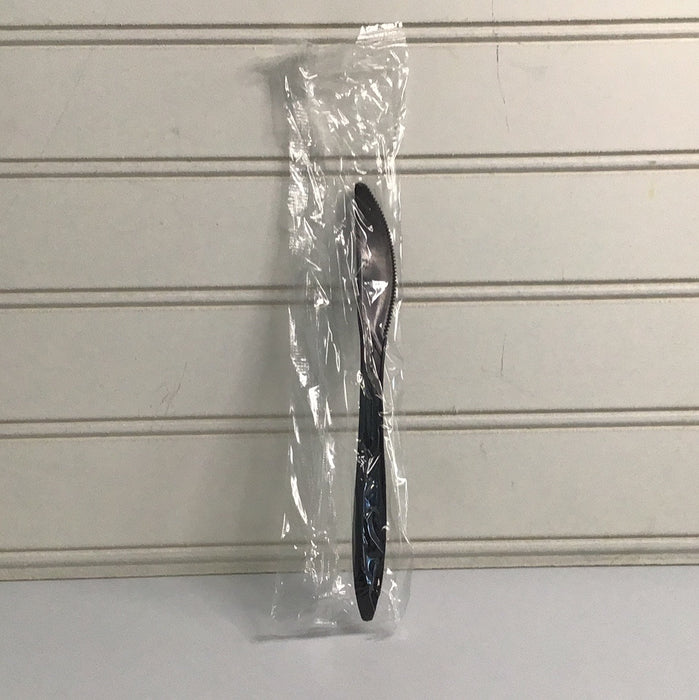 Choice 6 1/2" Individually Wrapped Medium Weight Black Plastic Knife - 1000/Case