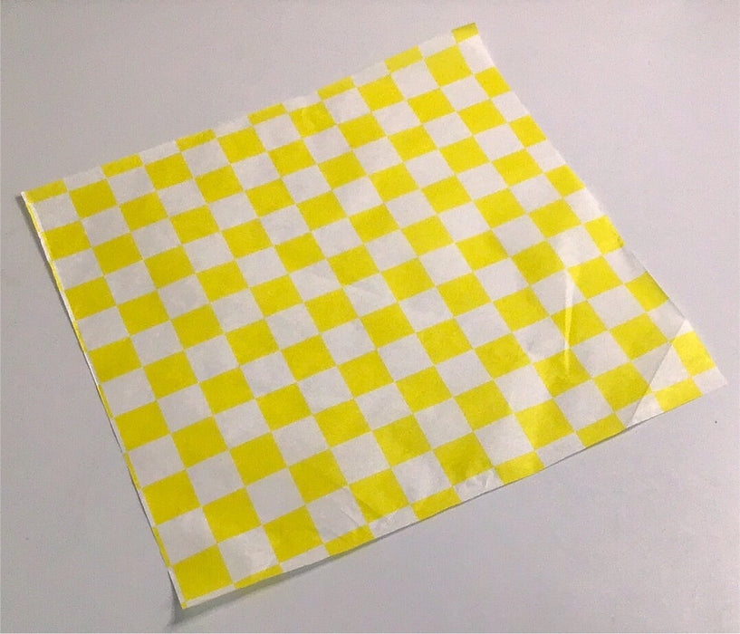 Choice 12" x 12" Yellow Check Deli Sandwich Wrap Paper - 5000/Case