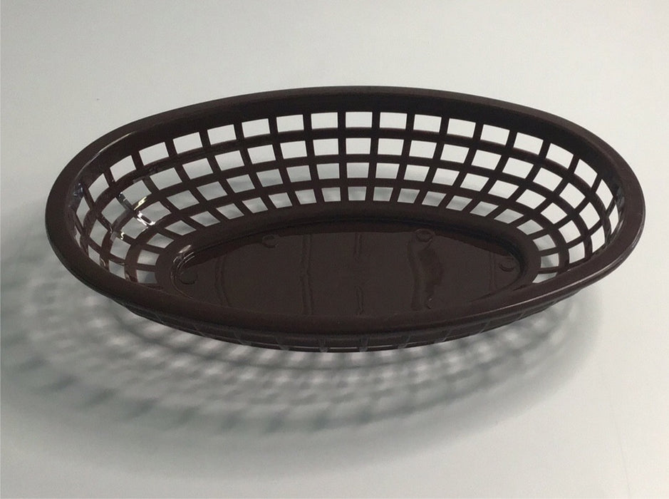 Tablecraft 1074BK 9 1/4" x 6" x 1 3/4" Black Classic Oval Plastic Basket- in Black or Brown