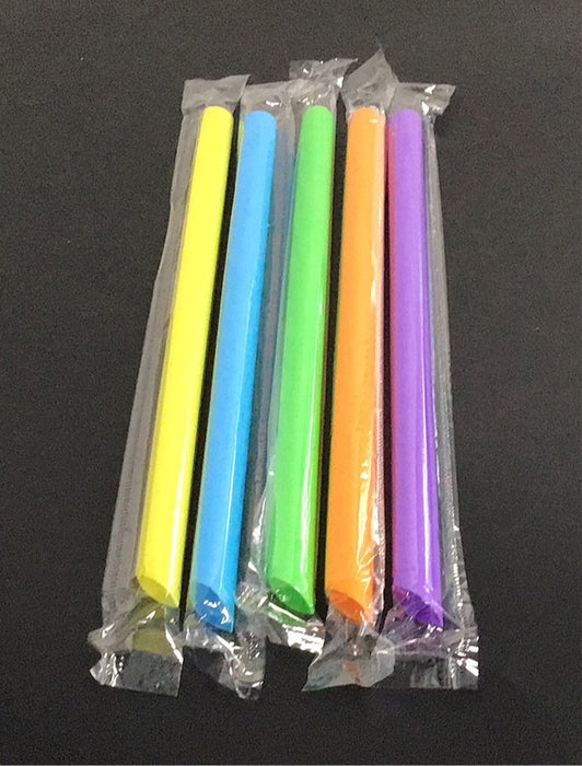 9" Neon Extra Wide Pointed Wrapped Boba Straw - 1600/Case