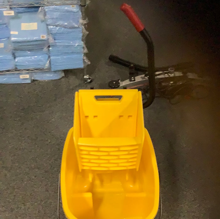 Lavex Janitorial 35 Qt. Yellow Mop Bucket & Side Press Wringer Combo