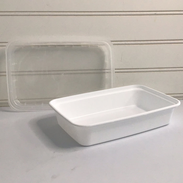 16 oz. Cube CR-815W Rectangular White Container- 008112