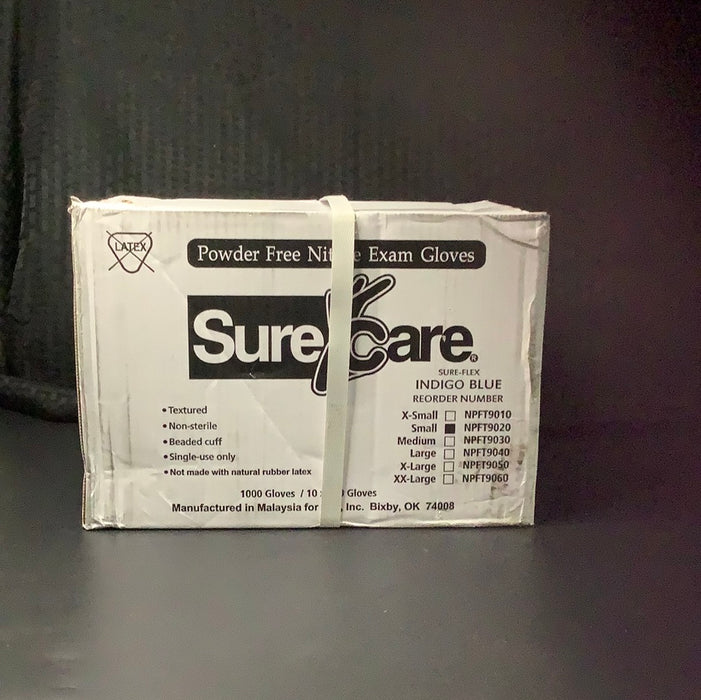 surecare blue 4 mil gloves size small