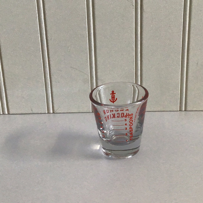 Anchor Hocking 1 oz. Measuring Glass with Red Print and Gradations