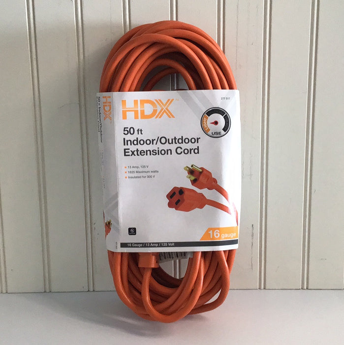 HDX 50 ft. 16/3 Light-Duty Indoor/Outdoor Extension Cord, Orange