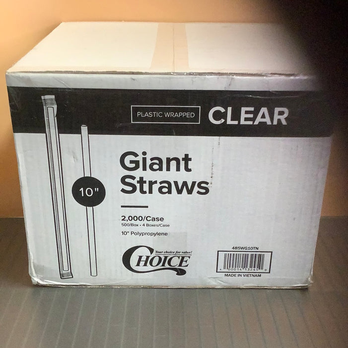 10”Giant Translucent Wrapped Straw - 2000/Case