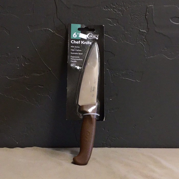 Choice 6" Chef Knife with a comfortable Brown Handle