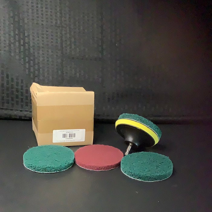 SCRUBIT Drill Brush Power Scouring Pads - Heavy Duty Tub and Tile Cleaner - Household Cleaning Kit Includes Drill Attachment, 3 Red, 3 Stiff Green Scrubber Pads