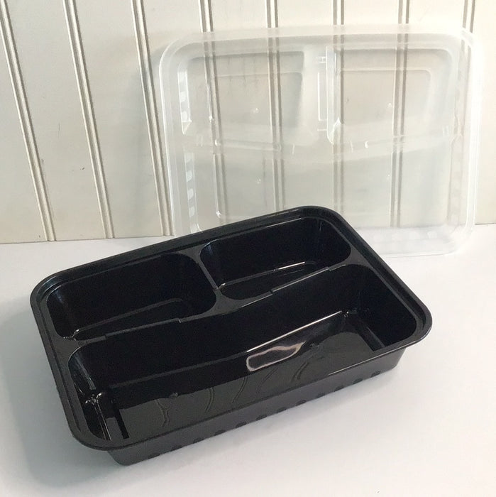 32 oz. 3-Compartment Rectangular Container w/Lid 150/Case