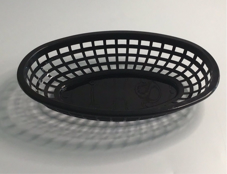 Tablecraft 1074BK 9 1/4" x 6" x 1 3/4" Black Classic Oval Plastic Basket- in Black or Brown