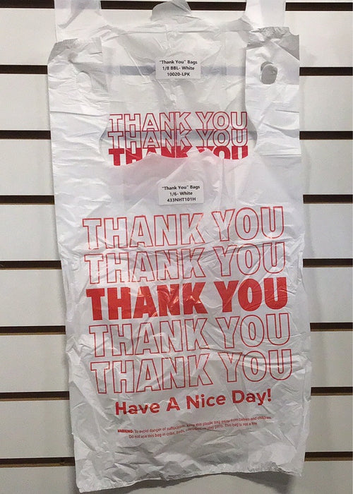 1/6 Size "Thank You" Medium-Duty Plastic T-Shirt Bags- 1000/Case