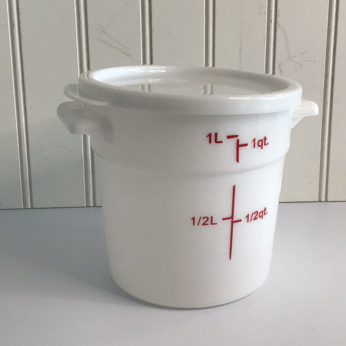 Choice 1 Qt. White Round Polypropylene Food Storage Container and Lid