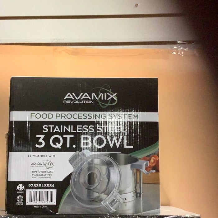 AvaMix Revolution 9283BLSS34 3 Qt. Stainless Steel Bowl with "S" Blade