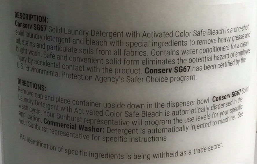 Conserv SG67 – Activated Color Safe Bleach 2/cs