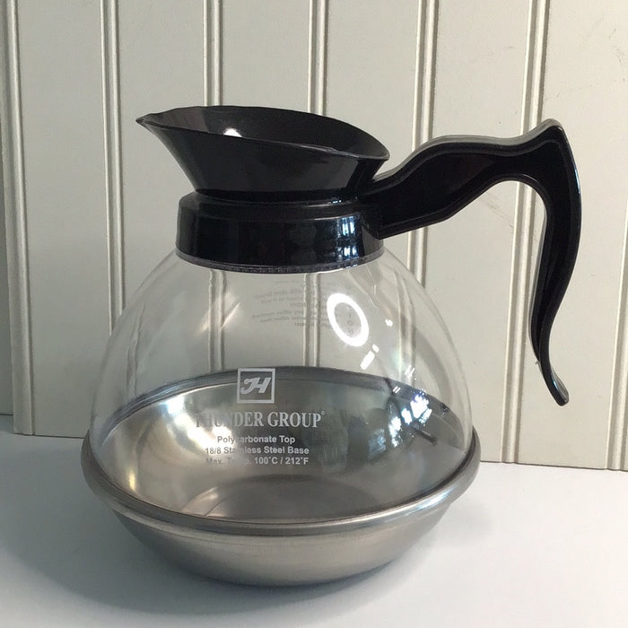 64 oz. Polycarbonate Coffee Decanter with Stainless Steel Bottom and Black Handle - PLCD064