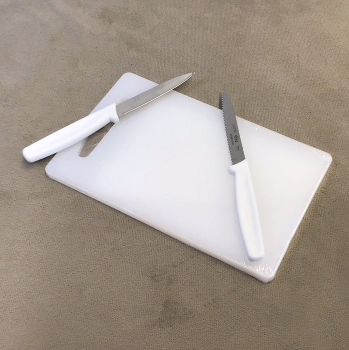 White Cutting Board w/Knives